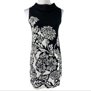 Adrienne Vittadini Women's Black Floral Sleeveless Ponte Knit Sheath Dress M/C35